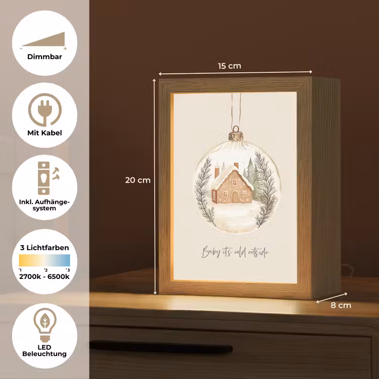 Quote - Winter - Kerst - Beige - Kerstbal Light Box met kabel (Tafellamp) klein -USP_DE