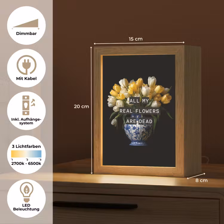 Quotes - Bloem - Tulp - Geel Light Box met kabel (Tafellamp) klein -USP_DE