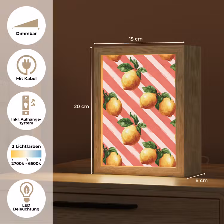 Citroen - Geïllustreerd - Oranje Light Box met kabel (Tafellamp) klein 925 -USP_DE