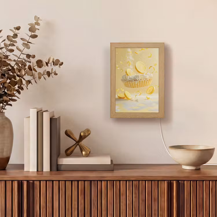 Citroen - Taart - Eten - Geel Light Box met kabel (Tafellamp) klein -sfeer2