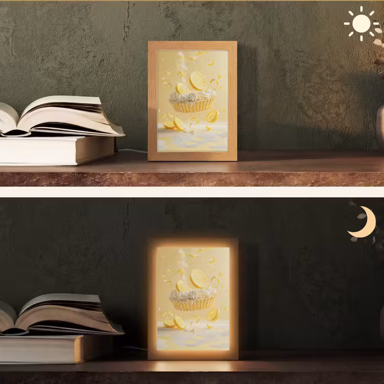 Citroen - Taart - Eten - Geel Light Box met kabel (Tafellamp) klein -sfeer3