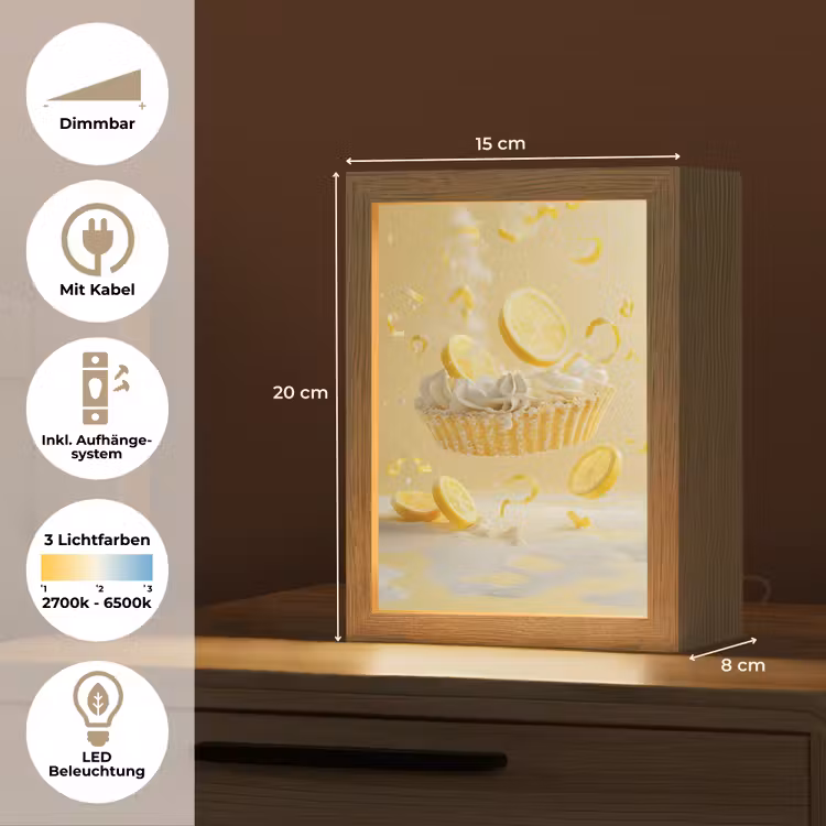 Citroen - Taart - Eten - Geel Light Box met kabel (Tafellamp) klein -USP_DE