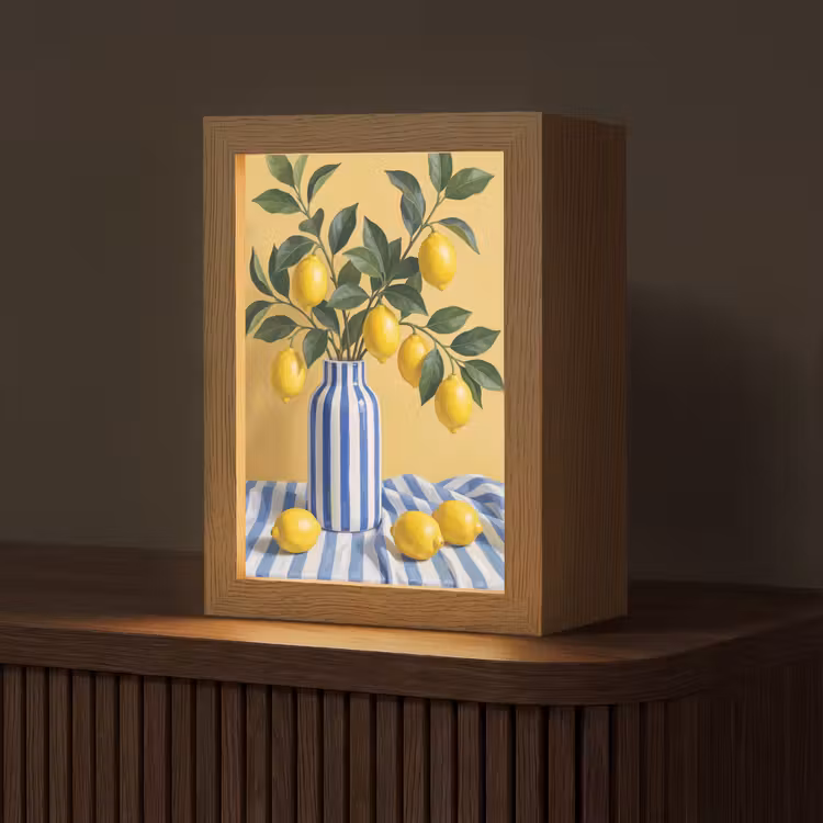 Tischlampe - Zitrone – Stillleben – Modern - Citroen - Stilleven - Modern Light Box met kabel (Tafellamp) klein