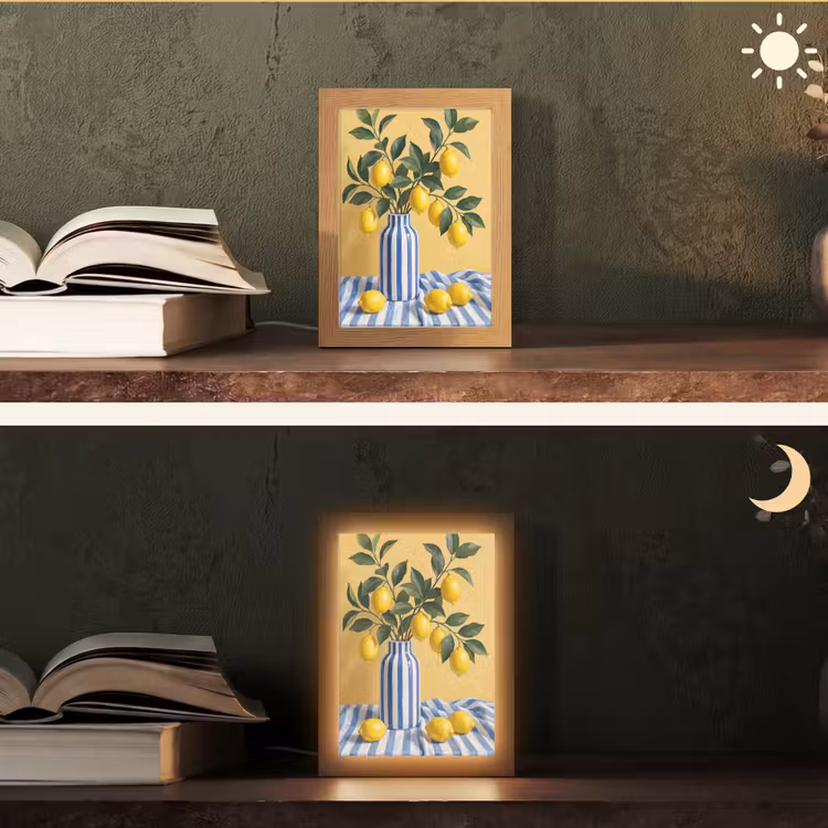 Tischlampe - Zitrone – Stillleben – Modern - Citroen - Stilleven - Modern Light Box met kabel (Tafellamp) klein