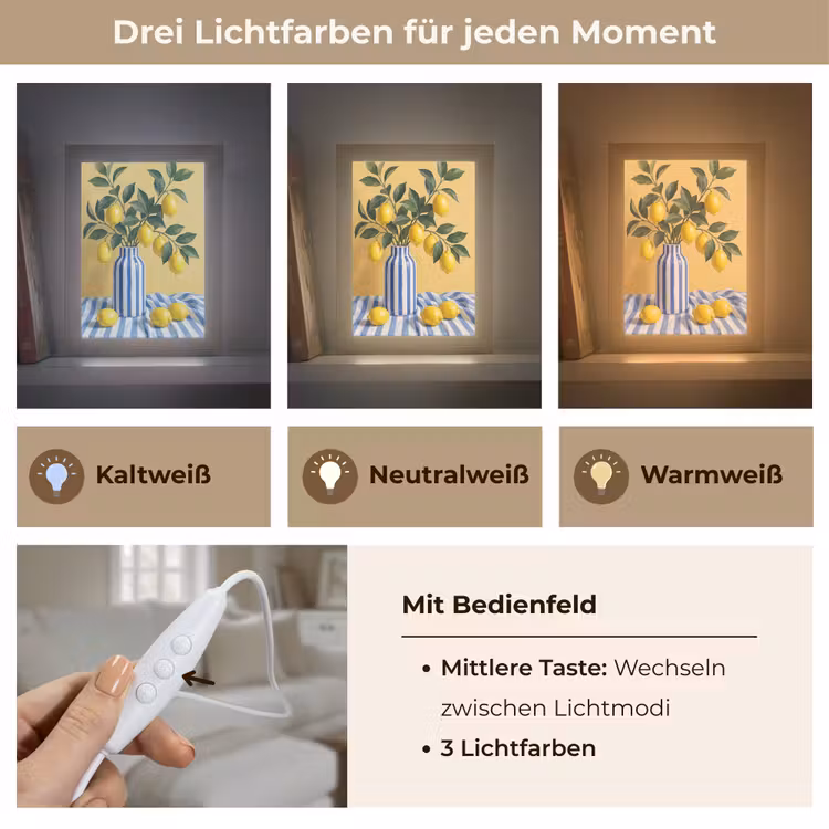 Tischlampe - Zitrone – Stillleben – Modern - Citroen - Stilleven - Modern Light Box met kabel (Tafellamp) klein