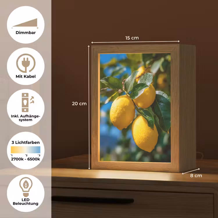 Citroenen - Bladeren - Blauwe lucht Light Box met kabel (Tafellamp) klein -USP_DE