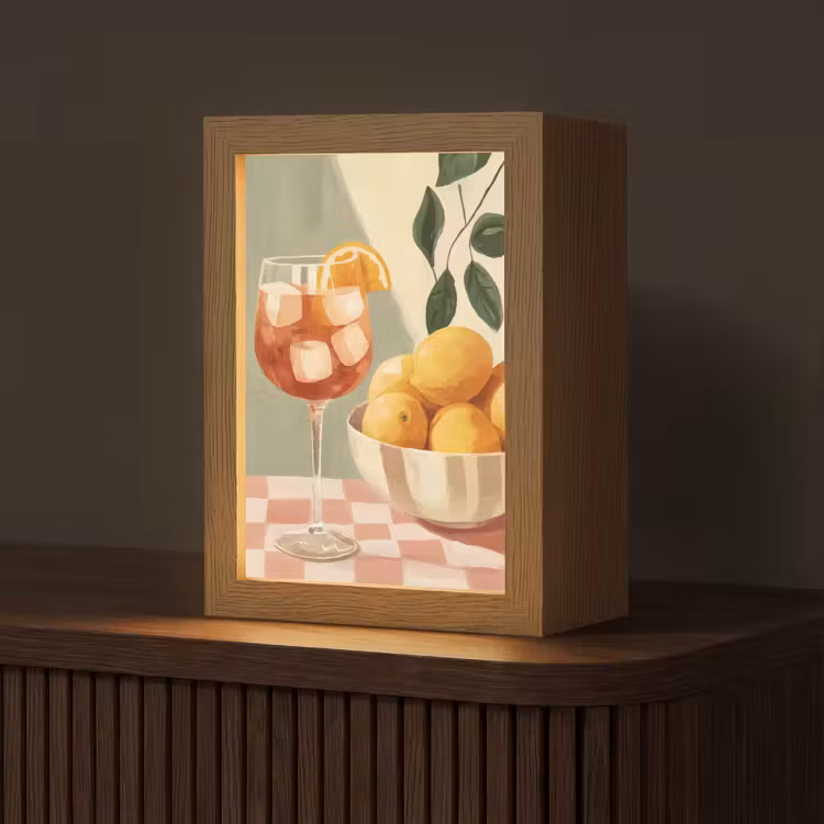Citroenen - Glas - Tafelkleed - Geblokt Light Box met kabel (Tafellamp) klein -z3d_website