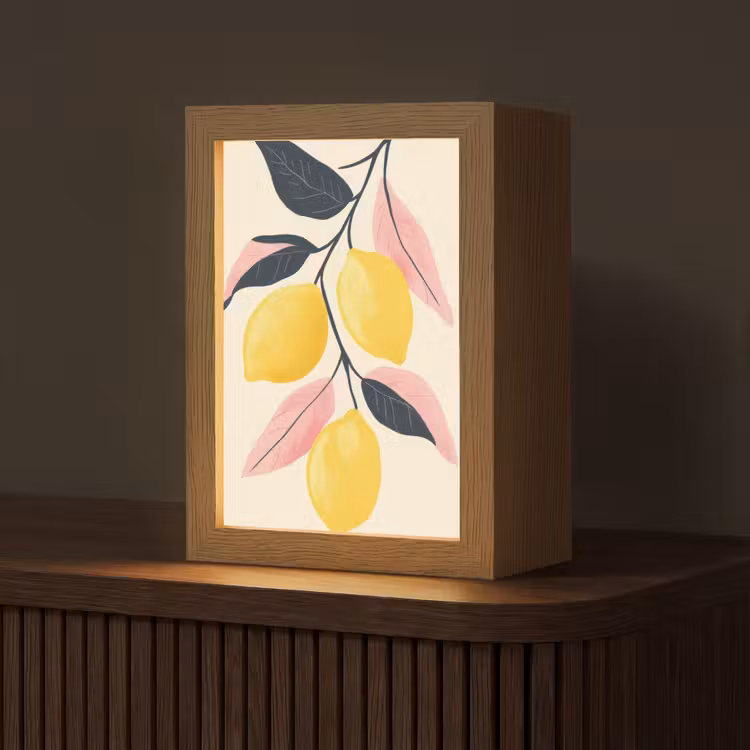 Citroenen - Felgeel - Tak - Bladeren Light Box met kabel (Tafellamp) klein -z3d_website