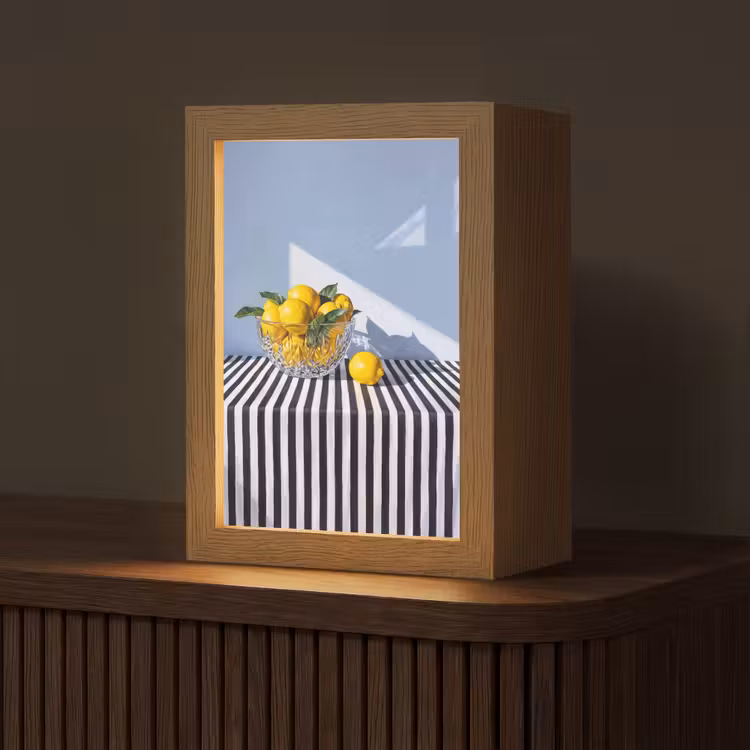 Tischlampe - Zitronen – Obst – Gelb - Citroenen - Fruit - Geel Light Box met kabel (Tafellamp) klein