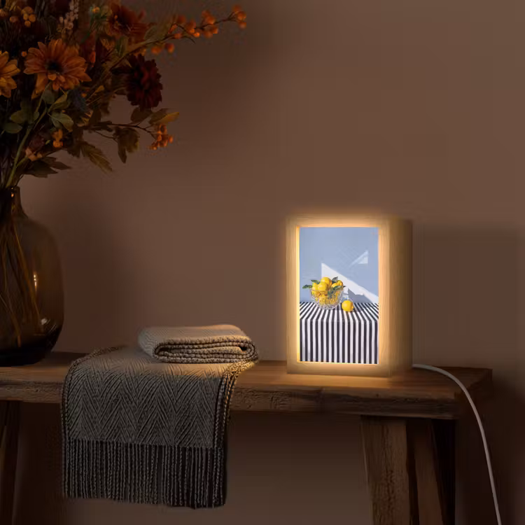 Tischlampe - Zitronen – Obst – Gelb - Citroenen - Fruit - Geel Light Box met kabel (Tafellamp) klein