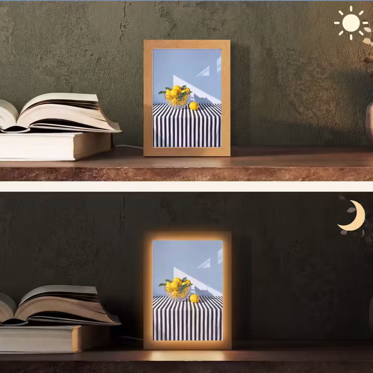 Tischlampe - Zitronen – Obst – Gelb - Citroenen - Fruit - Geel Light Box met kabel (Tafellamp) klein
