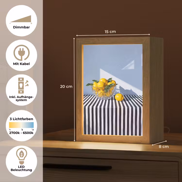 Tischlampe - Zitronen – Obst – Gelb - Citroenen - Fruit - Geel Light Box met kabel (Tafellamp) klein