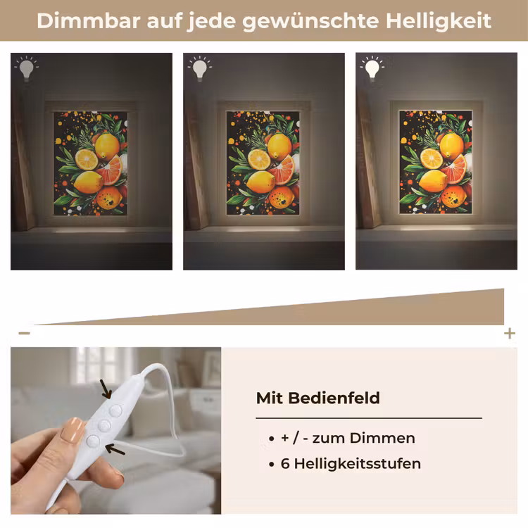 Citroenen - Zwart - Kruiden - Graffiti - Verf Light Box met kabel (Tafellamp) klein -USP_dimbaarDE