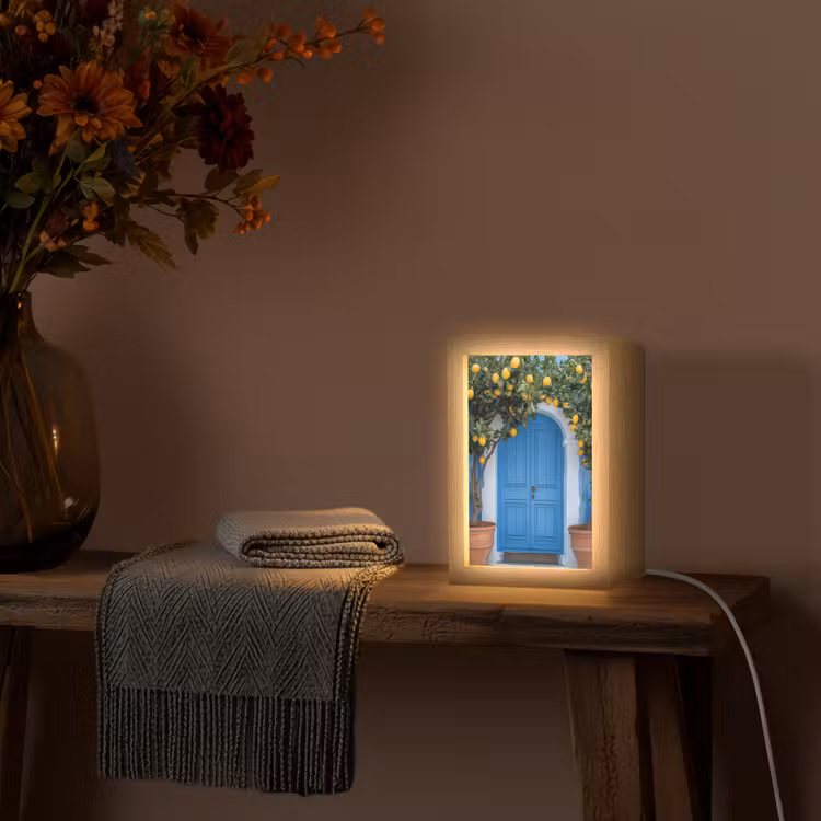 Citroenbomen - Geel - Deur - Potten Light Box met kabel (Tafellamp) klein -sfeer4