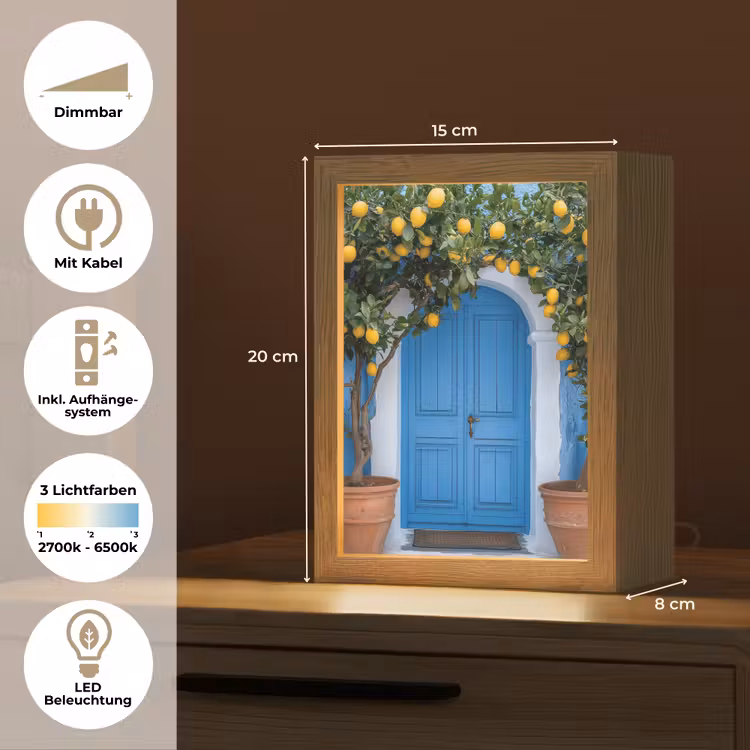 Citroenbomen - Geel - Deur - Potten Light Box met kabel (Tafellamp) klein -USP_DE