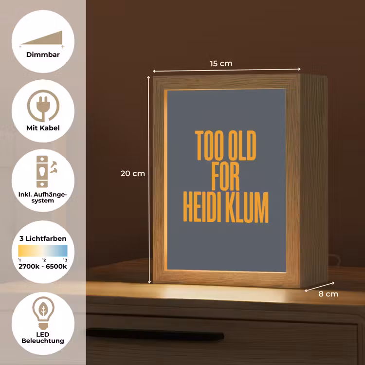 Too old for heidi klum - Geel - Blauw Light Box met kabel (Tafellamp) klein -USP_DE