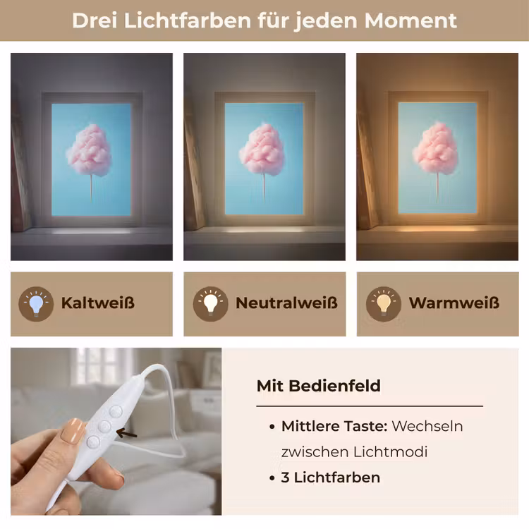 Suikerspin - Zoet - Snoep Light Box met kabel (Tafellamp) klein -USP_lichtkleurDE