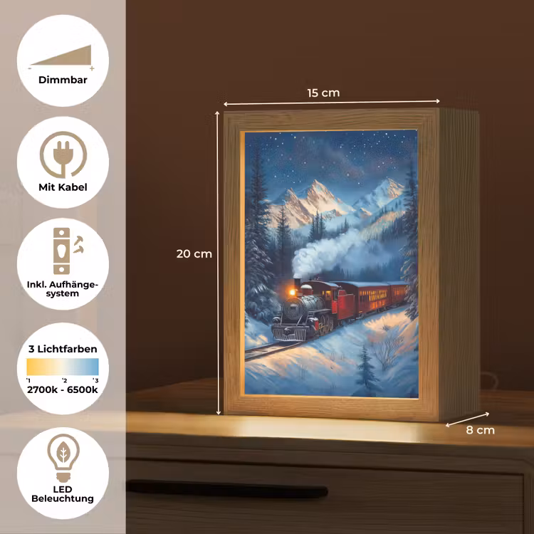 Trein - Kerst - Sneeuw - Kersttrein Light Box met kabel (Tafellamp) klein -USP_DE