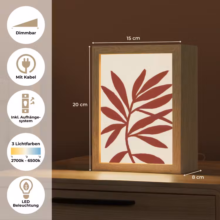 Tak - Bladeren - Rood Light Box met kabel (Tafellamp) klein -USP_DE