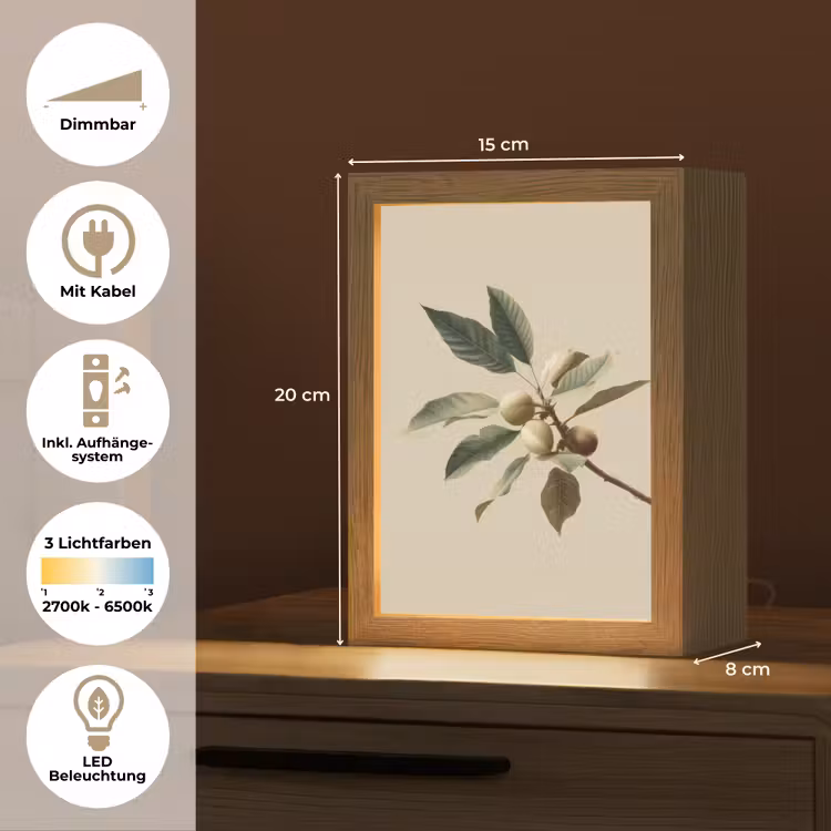 Tak - Groene Bladeren - Vruchten Light Box met kabel (Tafellamp) klein -USP_DE