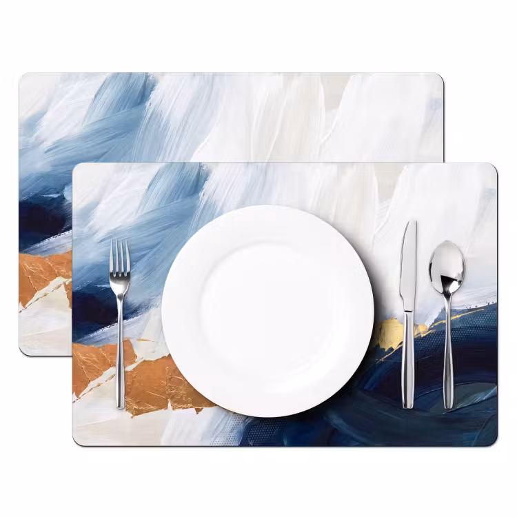 Abstract - Acryl - Blauw - Goud - Elegant Placemat vinyl groot -zzsfeer2_Kitchenyeah-website