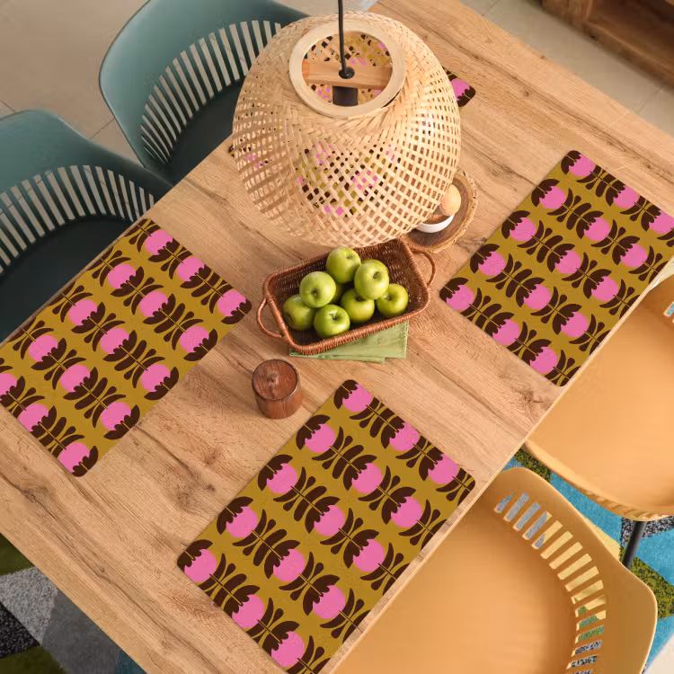 Abstract - Bloemen - Roze Placemat vinyl groot 368 -zzsfeer5_Kitchenyeah-website