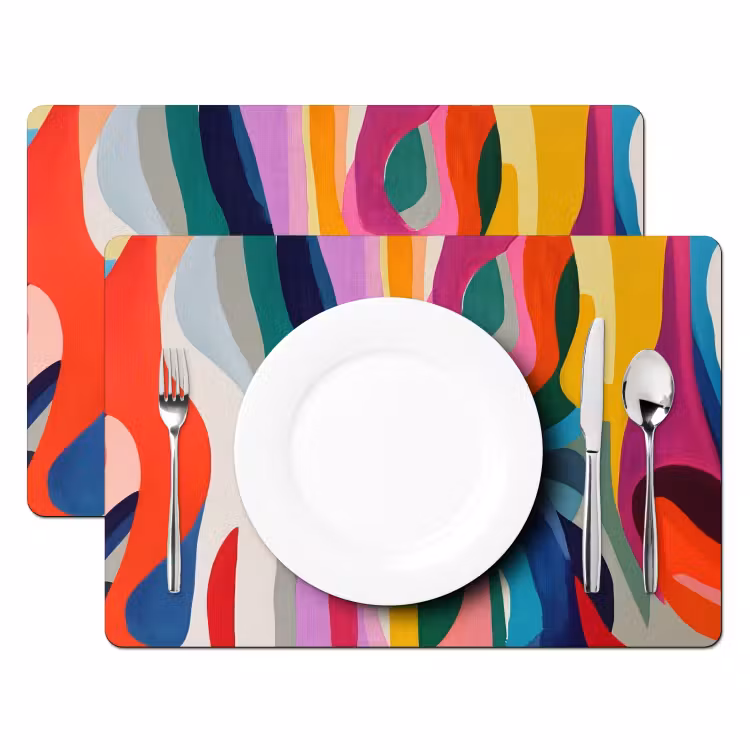 Abstract - Kleurrijk - Golven - Lijnen Placemat vinyl groot -zzsfeer2_Kitchenyeah-website
