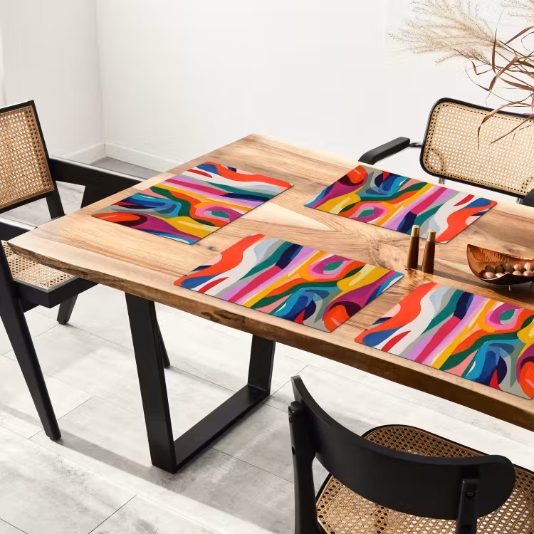 Abstract - Kleurrijk - Golven - Lijnen Placemat vinyl groot -zzsfeer4_Kitchenyeah-website