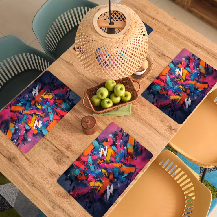 Abstract - Explosie - Neonkleuren Placemat vinyl groot -zzsfeer5_Kitchenyeah-website