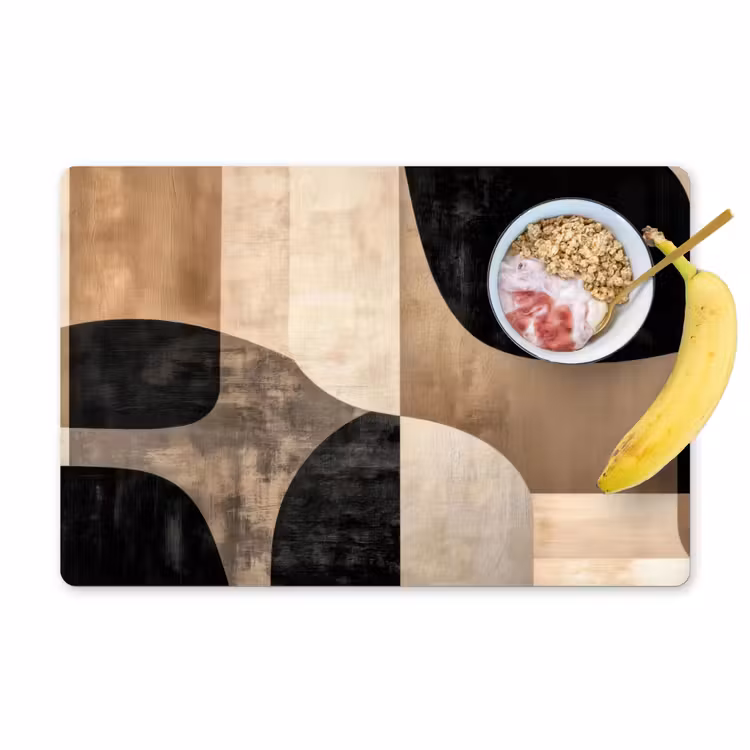 Abstract - Vlakken - Zwart - Rond Placemat vinyl groot -zzzproduct_Kitchenyeah-website