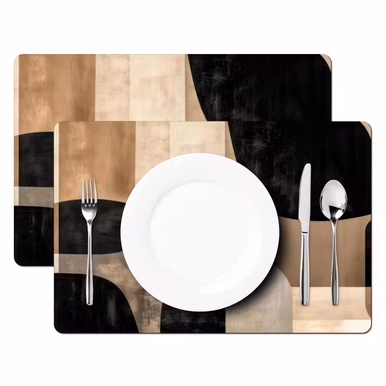 Abstract - Vlakken - Zwart - Rond Placemat vinyl groot -zzsfeer2_Kitchenyeah-website