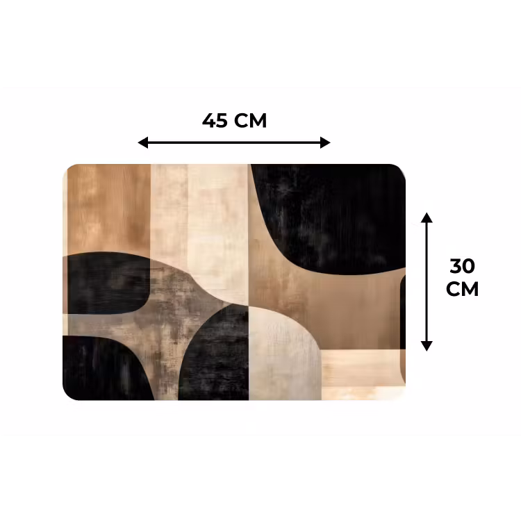 Abstract - Vlakken - Zwart - Rond Placemat vinyl groot -specs