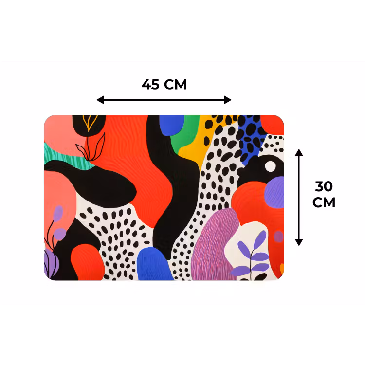 Abstract - Vormen - Kleuren - Stippen Placemat vinyl groot -specs