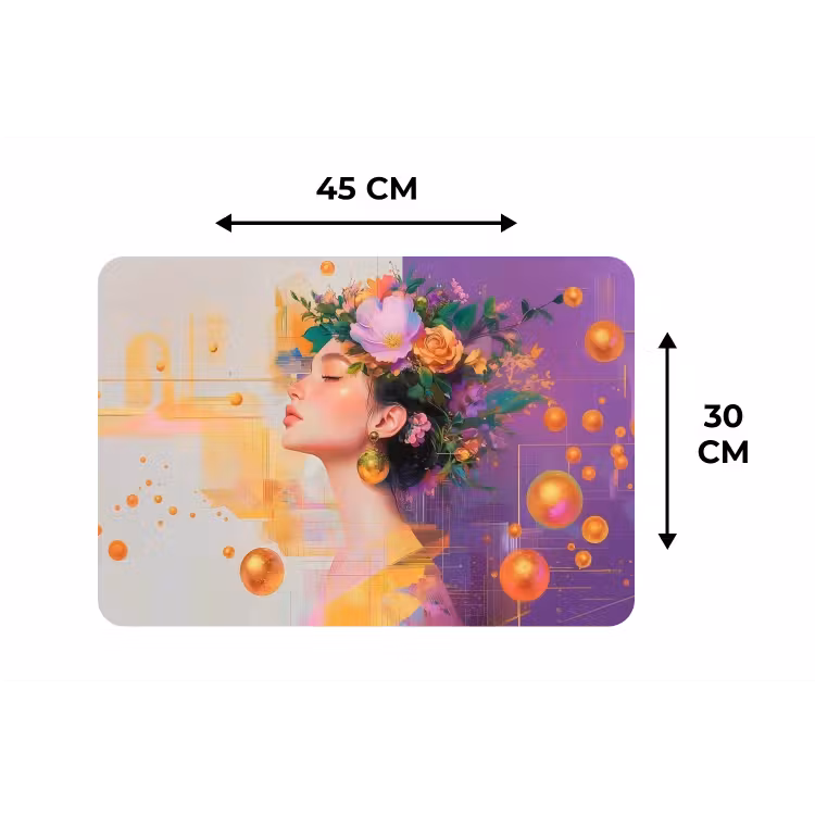 Abstract - Vrouw - Bloemenkroon - Goud Placemat vinyl groot -specs