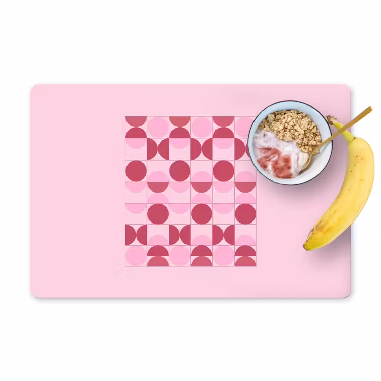 Abstract - Geometrisch - Cirkels - Roze - Modern Placemat vinyl groot -zzzproduct_Kitchenyeah-website