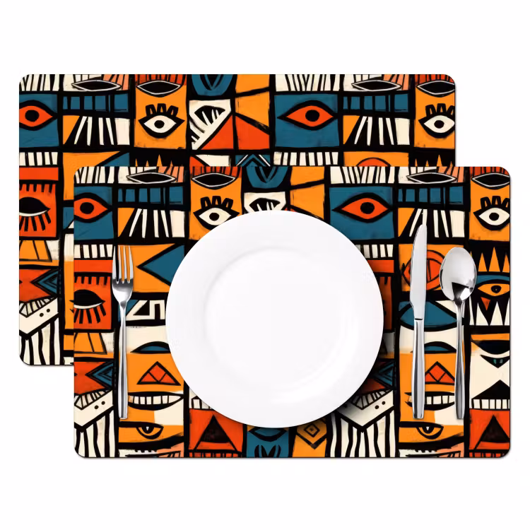 Abstract - Gezichten - Mozaïek Placemat vinyl groot -zzsfeer2_Kitchenyeah-website