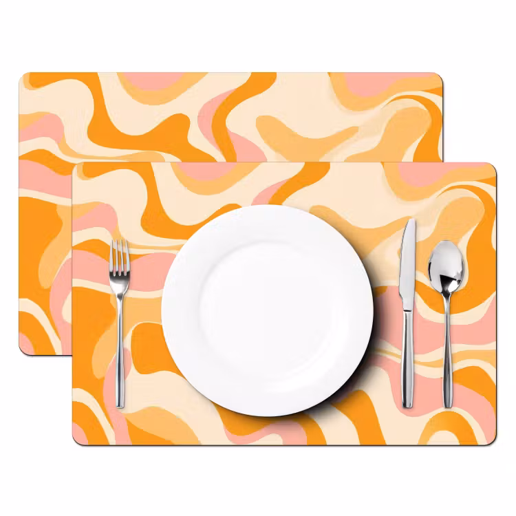 Abstract - Golvend - Oranje Placemat vinyl groot -zzsfeer2_Kitchenyeah-website