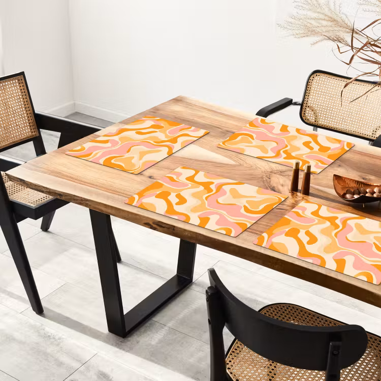Abstract - Golvend - Oranje Placemat vinyl groot -zzsfeer4_Kitchenyeah-website