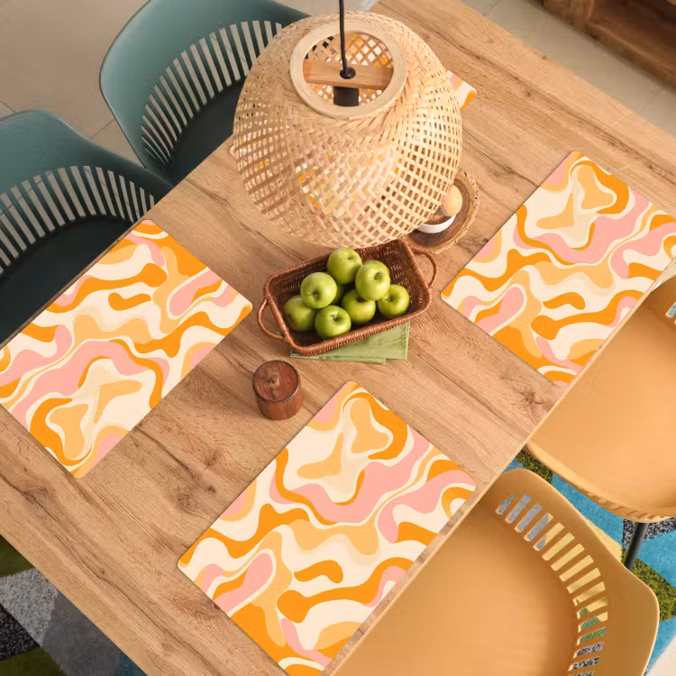 Abstract - Golvend - Oranje Placemat vinyl groot -zzsfeer5_Kitchenyeah-website
