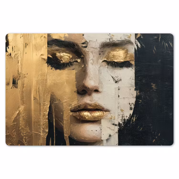 Abstract - Goud - Gezicht - Lippen Placemat vinyl groot -zzsfeer1_Kitchenyeah-website