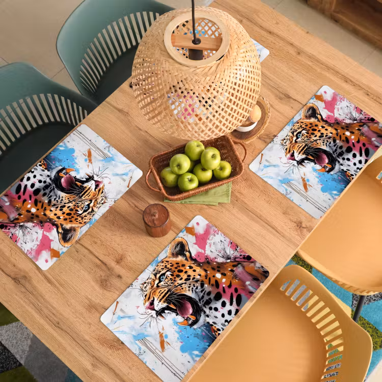 Abstract - Luipaard - Kleurrijk Placemat vinyl groot -zzsfeer5_Kitchenyeah-website