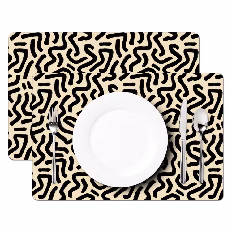 Abstract - Lijnen - Zwart Placemat vinyl groot 368 -zzsfeer2_Kitchenyeah-website
