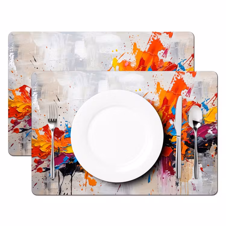 Abstract - Schilderij - Kleurrijk - Dynamisch Placemat vinyl groot -zzsfeer2_Kitchenyeah-website