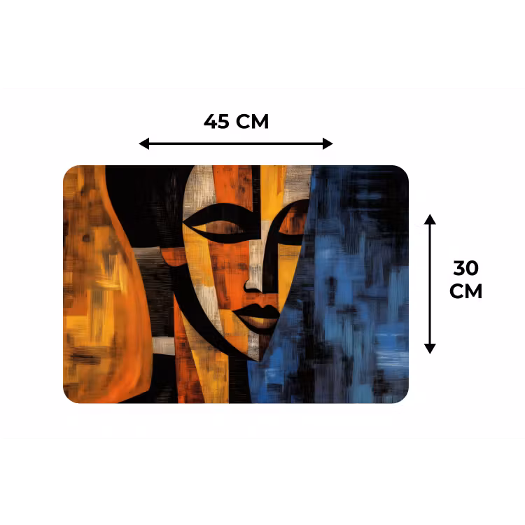 Abstract - Portret - Kleurvakken Placemat vinyl groot -specs