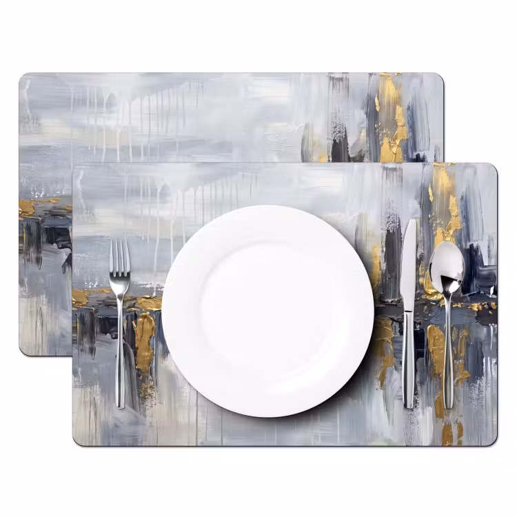 Abstract - Structuur - Goud - Grijs - Modern Placemat vinyl groot -zzsfeer2_Kitchenyeah-website