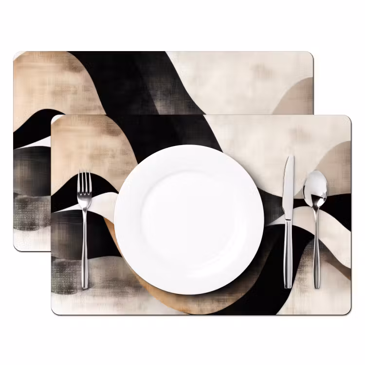 Abstract - Golven - Zwart - Verweerd Placemat vinyl groot -zzsfeer2_Kitchenyeah-website