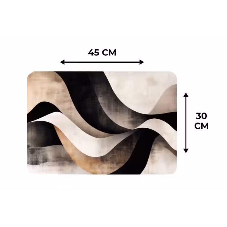 Abstract - Golven - Zwart - Verweerd Placemat vinyl groot -specs