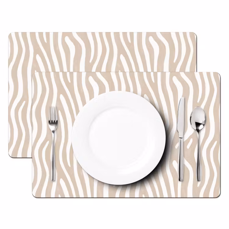 Abstract - Zebra - Beige Placemat vinyl groot 368 -zzsfeer2_Kitchenyeah-website