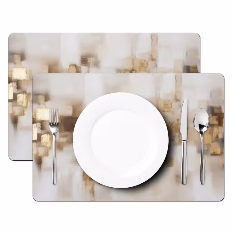 Abstracte vierkanten - Aardetonen - Mistig Placemat vinyl groot -zzsfeer2_Kitchenyeah-website