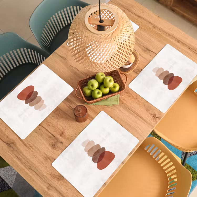 Abstractie - Gestapeld - Balans - Modern - Aardetinten Placemat vinyl groot -zzsfeer5_Kitchenyeah-website